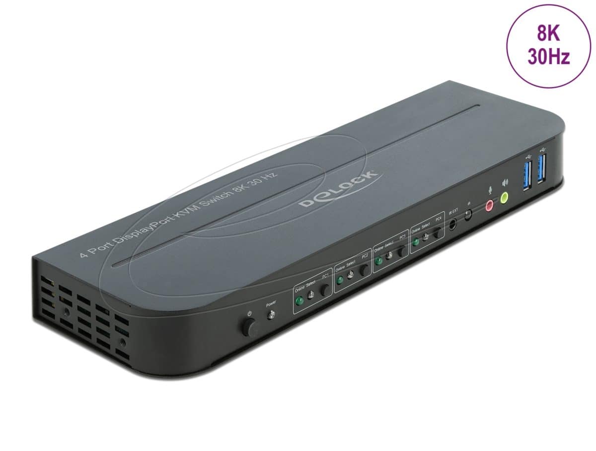 Delock DisplayPort 1.4 KVM Switch 8K 30 Hz with USB 5 Gbps and Audio - slika 1