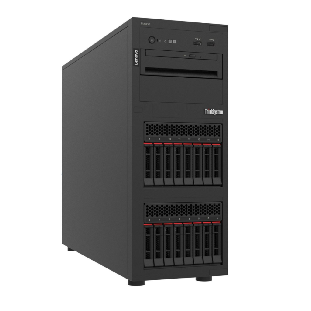 LENOVO ThinkSystem ST250 V2 Xeon E-2356G 6C 3.2GHz 12MB keš memorije/80W 1x32GB O/B 2.5inčni HS 8 5350-8i HS 750W Titanium XCC Enterprise